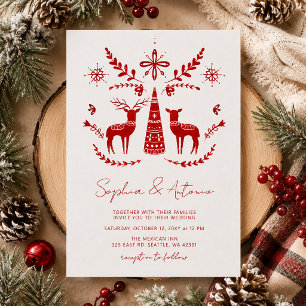 Nordische Buck- und Doe-Wald-Winterhochzeit Einladung