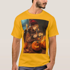 Nordische Frau mit Jack-O-Lanterns T-Shirt