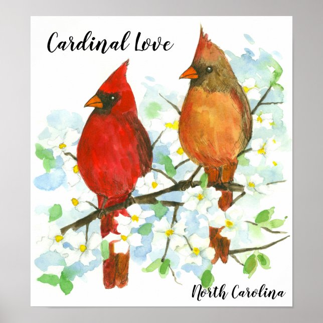 Nordische Kardinal Liebe Vögel Nord Carolina Poster (Vorne)
