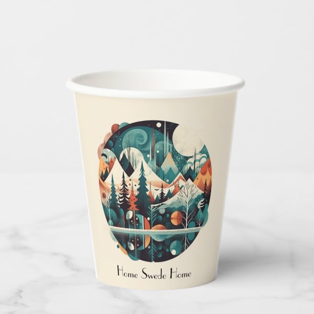 Nordische Kiefern und Spitzen, kundenspezifisch Pappbecher (Vorderseite)