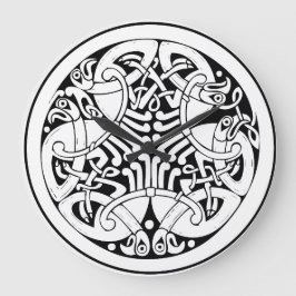 Nordische Knüpfarbeit - Wikinger Mythologie Kunst Große Wanduhr