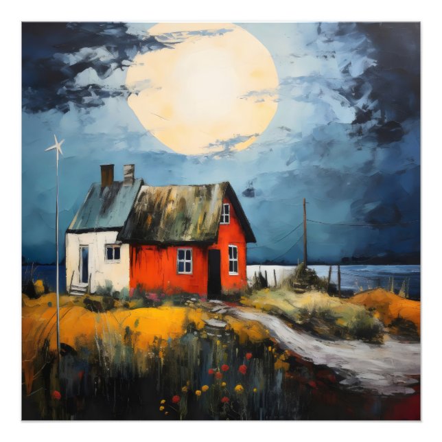 Nordische Landschaft farbenfroh Fotodruck (Vorne)