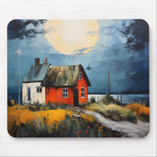 Nordische Landschaft farbenfroh Mousepad