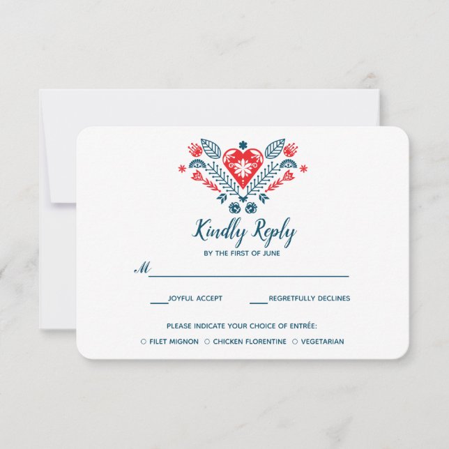 Nordische Liebe | Hochzeitsrabatt mit Essenswahl RSVP Karte (Vorderseite)