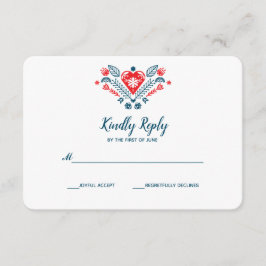 Nordische Liebe in Rot und Blau | HochzeitsrSVP RSVP Karte