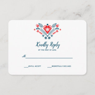 Nordische Liebe in Rot und Blau   HochzeitsrSVP RSVP Karte