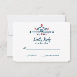 Nordische Liebe in Rot und Blau | HochzeitsrSVP RSVP Karte