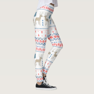 Nordische Rentierherzen und dünne Streifen Leggings