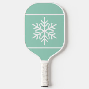 Nordische Schneeflocke auf weißen Streifen Aquamar Pickleball Schläger
