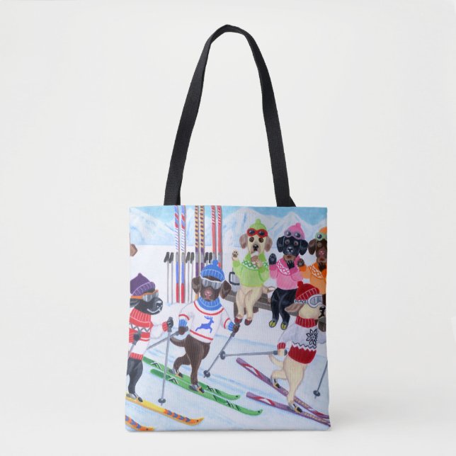 Nordische Ski fahrende Labradors Malerei Tasche (Vorderseite)