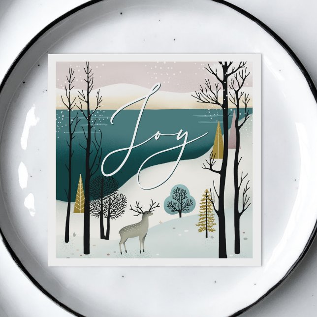 Nordische Weihnachten | Joy Woodland Winterurlaub Serviette (Von Creator hochgeladen)