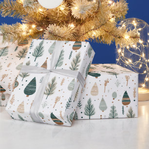 Nordische Weihnachtsbäume im Winter Hygge Stil Geschenkpapier