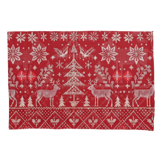 Nordische Weihnachtsbestickt Kissenbezug (Vorderseite)