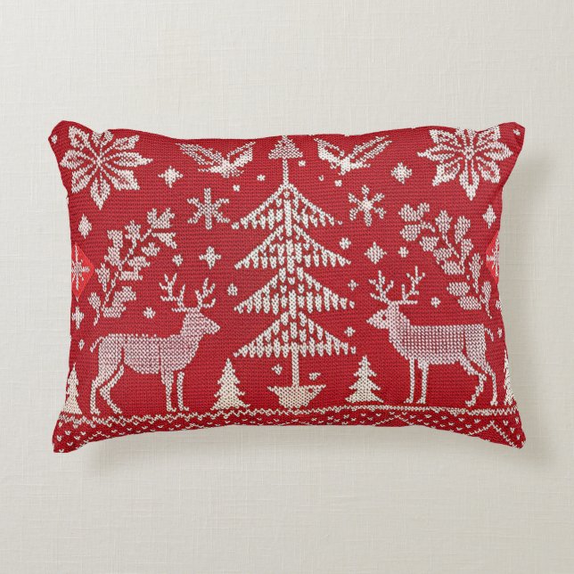 Nordische Weihnachtsbestickte Kissendecke Dekokissen (Vorderseite)