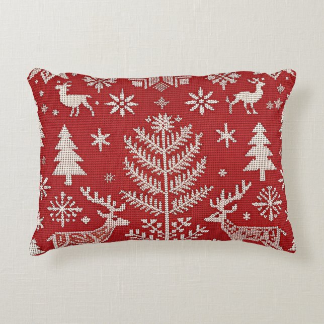 Nordische Weihnachtsbestickte Kissendecke Dekokissen (Vorderseite)