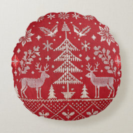 Nordische Weihnachtsbestickte Kissendecke Rundes Kissen