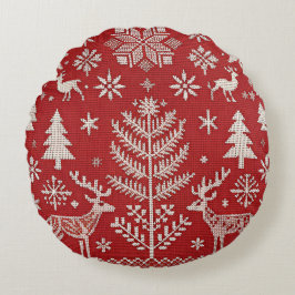 Nordische Weihnachtsbestickte Kissendecke Rundes Kissen