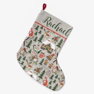 Nordische Weihnachtselemente mit Namen Großer Weihnachtsstrumpf