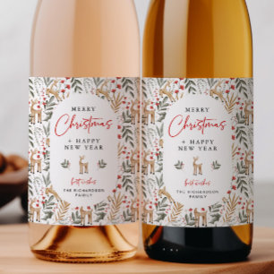 Nordische Weihnachtswein Flaschen Etikett Getränke