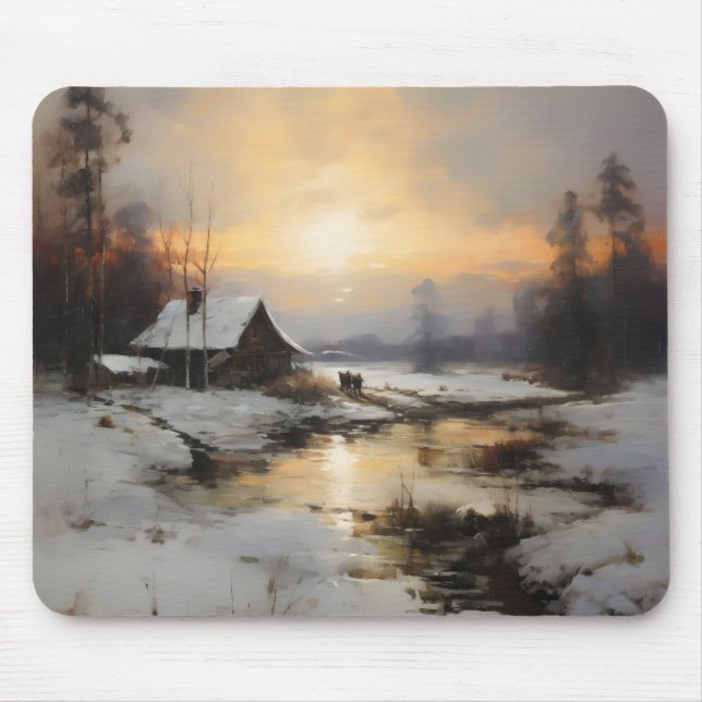 Nordische Winterlandschaft Mousepad (Vorne)
