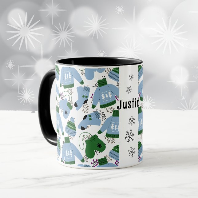 Nordische Wintersüßer und Mittens-Blaue Tasse (Von Creator hochgeladen)