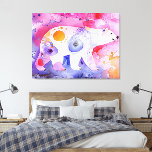 Nördischer Bär in Aquarell Leinwanddruck