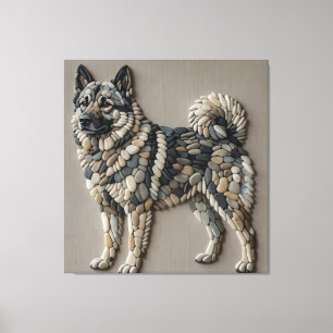 Nordischer Elchhund Natürlicher Kieselstein-Mosaik Leinwanddruck