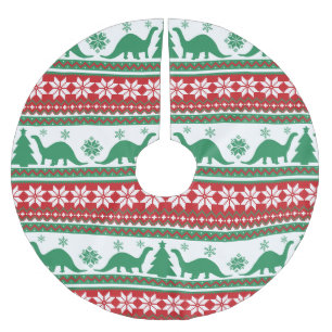 Nordischer Fair Isle Brontosaurus Dinosaurier Pull Polyester Weihnachtsbaumdecke