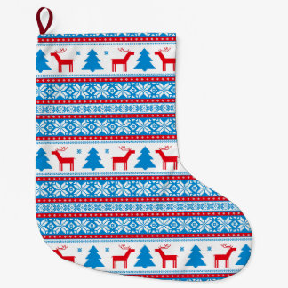 Nordischer Fair Isle Rentier Weihnachtsstrumpf Großer Weihnachtsstrumpf