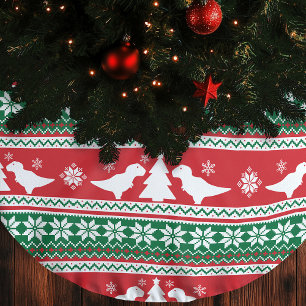 Nordischer Fair-Isle-T-Rex-Dinosaurier-Pullover Polyester Weihnachtsbaumdecke