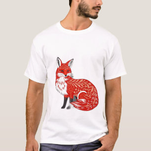 Nordischer Fox mit Leaf-Mustern T-Shirt