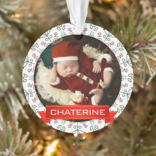 Nordischer geometrischer Blätterkranz Baby erstes Ornament