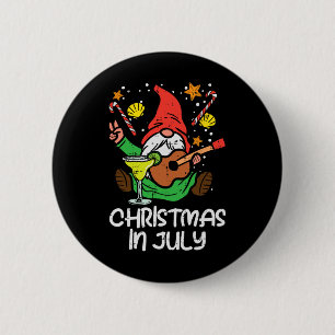 Nordischer Gnom Weihnachtsmann spielt Gitarre Weih Button