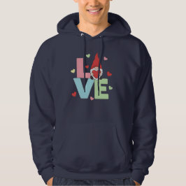 Nordischer Liebes-Gnom: Whimsical Pastel-Herz Hoodie