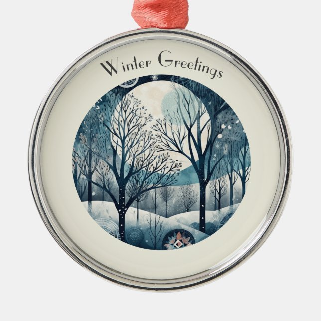 Nordischer Moonlit-Wald, kundenspezifisch Ornament Aus Metall (Vorne)