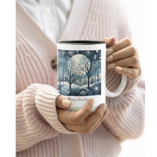 Nordischer Moonlit-Wald, kundenspezifisch Zweifarbige Tasse