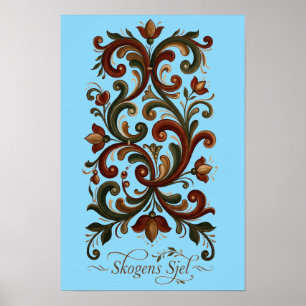 Nordischer Rosemaling Poster, Skogens Sjel Skandin Poster