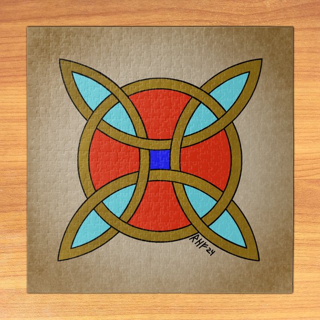 Nordischer Schutz vor Hexerei oder Hexenknochen (Nordic Protection from Witchcraft or Witch's Knot Jigsaw Puzzle on Table)