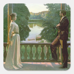 Nordischer Sommer Abend, 1899-1900 Quadratischer Aufkleber
