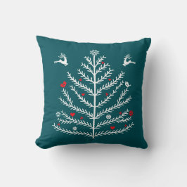 Nordischer Weihnachtsbaum Deer Aquamarin Blue Kissen