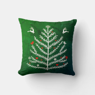 Nordischer Weihnachtsbaum Deer Green Kissen