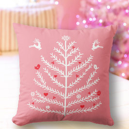 Nordischer Weihnachtsbaum Deer Pink Kissen
