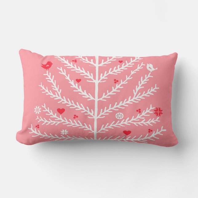 Nordischer Weihnachtsbaum Deer Pink Lendenkissen (Vorderseite)