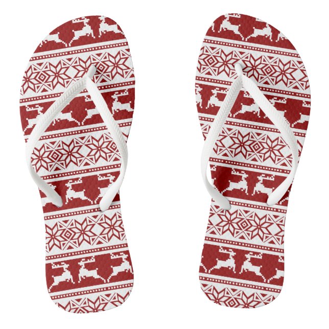 Nordischer Weihnachtsskandinavischer Rentier Flip Flops (Fußbett)