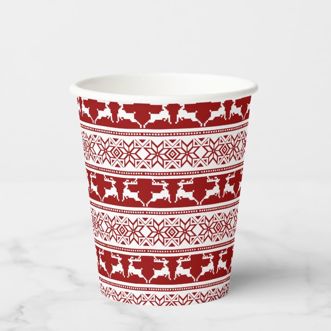 Nordischer Weihnachtsskandinavischer Rentier Pappbecher (Vorderseite)