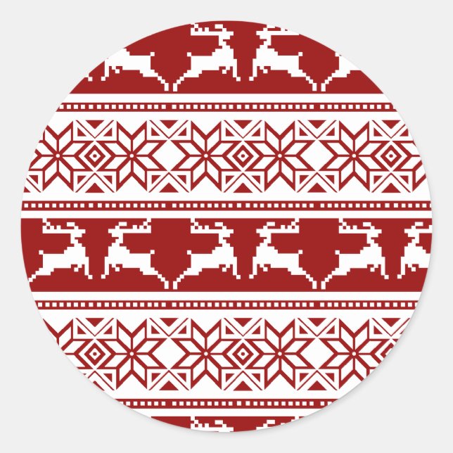 Nordischer Weihnachtsskandinavischer Rentier Runder Aufkleber (Vorderseite)