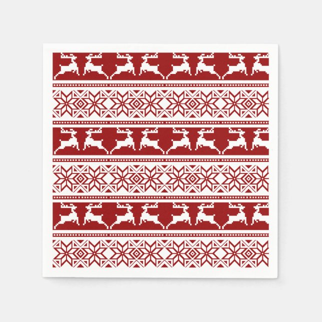 Nordischer Weihnachtsskandinavischer Rentier Serviette (Vorderseite)