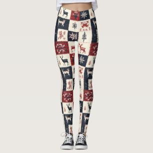 Nordischer WeihnachtsStrick Rentierfische und Sc Leggings