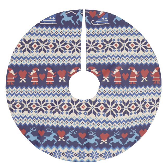 Nordisches Muster: Charming Illustration Polyester Weihnachtsbaumdecke (Vorderseite)