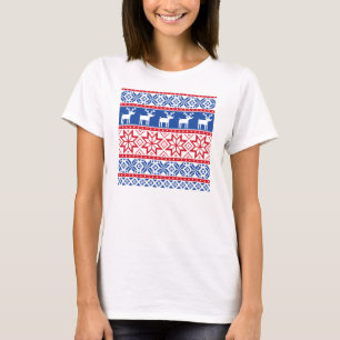 Nordisches Ren und Schneeflocken T-Shirt